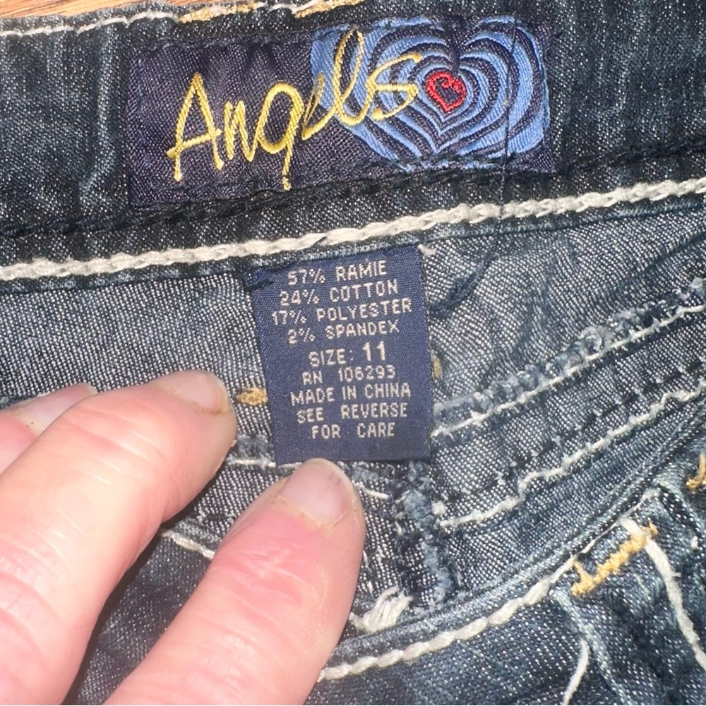 Angels Dark Wash Distressed Skinny Jeans Size 11 - Picture 3 of 4